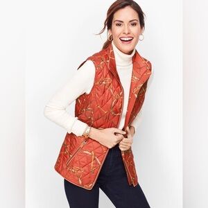 Talbots EQUESTRIAN PRINT QUILTED VEST small